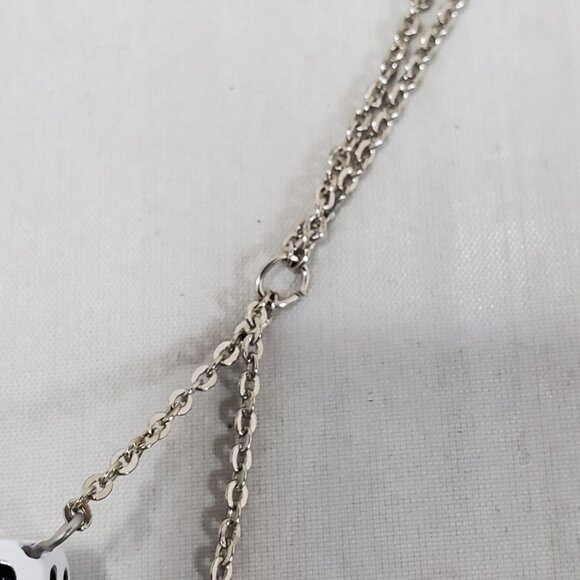 Bijou Silver Chain with Black and White Dice Necklace: - Picture 7 of 7